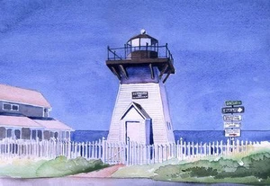 Olcott Lighthouse, Lake Ontario, New York. James Mann Watercolor Notecards - Bild 1 von 2