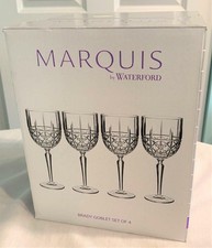 Marquis by Waterford Set of 4 Brady Water Wine Goblets Crystalline NIB $100
