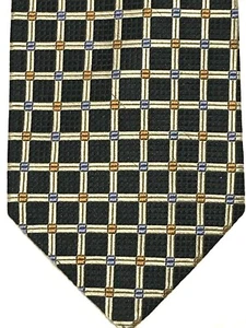 HUGO BOSS Mens Neck Tie MADE IN ITALY 100 % Silk BLACK SILVER CHECK Jackard - Picture 1 of 5