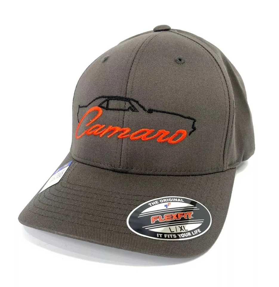 Gorra/Gorra Chevy Camaro 1ª Generación - Gris con Silueta Negra y Emblema de Escritura Foto 1 de 4