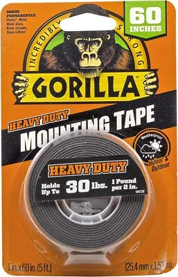 Gorilla Double Sided 1 in. W X 60 in. L Mounting Tape Black - Image 1 of 4