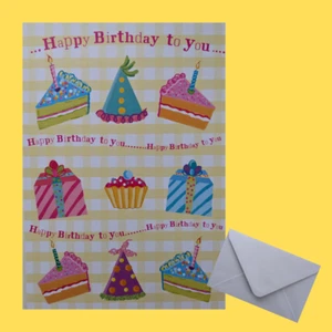 Each Greeting Card Happy Birthday 7"X5" Adult Children Multi Color With Envelope - Picture 1 of 4