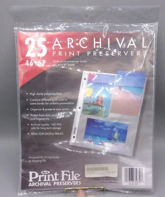 Print File 25ct 4"x6" Archival Print Photo Preserves (46-6P) #9950- 3 Ring Holes - Image 1 of 4
