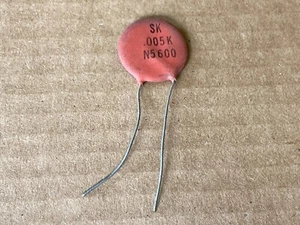 Rare NOS Vintage SK Ceramic Disc .005 uf Guitar Tone Capacitor N5600 (Qty) - Picture 1 of 3