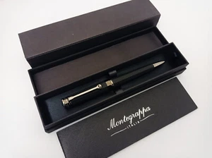 MONTEGRAPPA NEROUNO LINEA BLACK RESIN BALPPOINT PEN NEW EXCELLENT - Picture 1 of 6