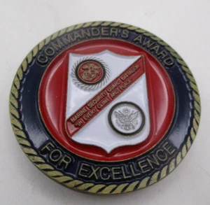 Moneda de Desafío de Comandantes de Batallón MSG de la Guardia de Seguridad de los Marines de los Estados Unidos / Embajada del USMC - Imagen 1 de 4