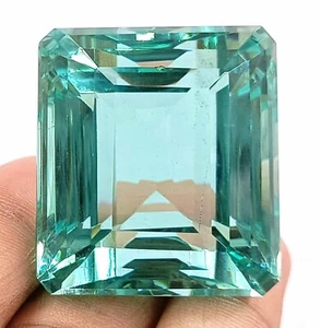 100CARAT SUBLIME NEON BLUE APATITE EGL CERTIFIED EMERALD SHAPE LOOSE GEMSTONE - Picture 1 of 9