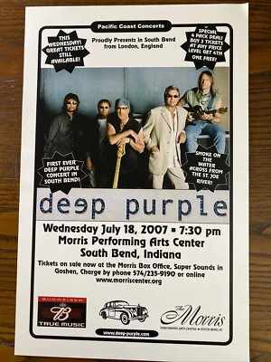 Póster DEEP PURPLE 2007 Morris Performing Arts Ctr So Bend EN PC concierto 11x17" Foto 1 de 4