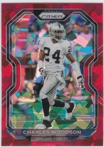 CHARLES WOODSON RARE $$ RED ICE PRIZMS Variation Insert Football Card RAIDERS! - Picture 1 of 2