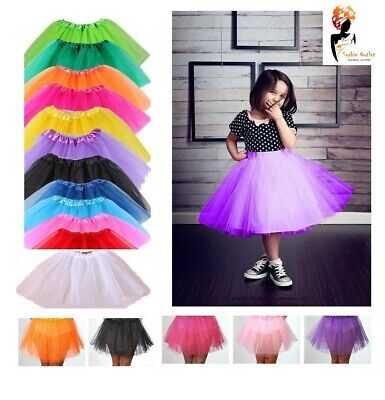 3 LAYERS HIGH QUALITY KIDS GIRLS TUTU SKIRTS Fancy Dress Tulle Up Skirts Party • 6.12€