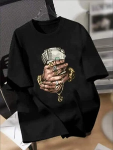 T-Shirt Grafica Uomo - Maglietta Casual con Stampa Mani Denaro per Ragazzo - Foto 1 di 7
