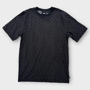 Vans Shirt Kids Large Black Gray Elevator Check Plaid SS Skater Cotton Tee NEW - Picture 1 of 6