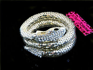 Betsey Johnson Rhinestone Crystal Snake Charm Bracelet