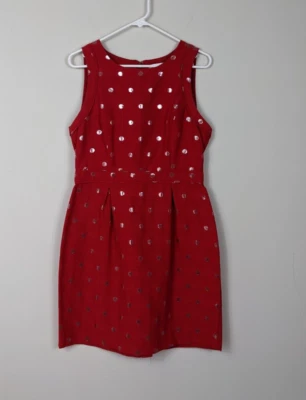 Коктейльное платье ELLE красное серебро в горошек размер 8 событие свадьба гость праздник  - Изображение 1 из 4