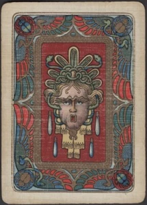 Playing Cards Single Card Old Antique Wide * MEDUSA ? Snakes in Hair Art Picture - Picture 1 of 3