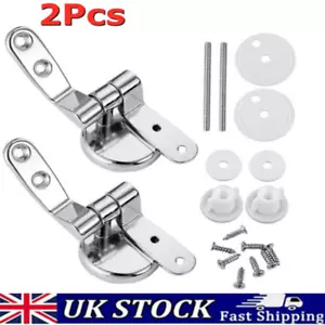 1 Pair Universal Chrome Toilet Seat Hinges Spare Replacement Fittings Bathroom - Picture 1 of 12