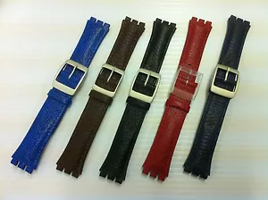 Cinturino per orologio in pelle adatto alle dimensioni standard Orologio Swatch 17 mm rosso, blu, marrone, nero - Foto 1 di 8