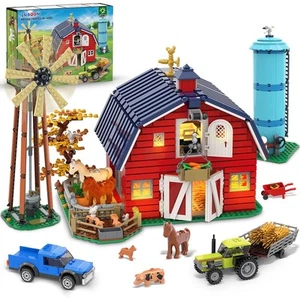 Bauernhof Scheune Bauset mit LED, Western Bauernhaus Baustein mit Windm... - Bild 1 von 9