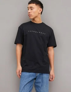 JACK & JONES Men's T Shirt Crew Neck Short Sleeve Logo Black Medium BNWT - Picture 1 of 6