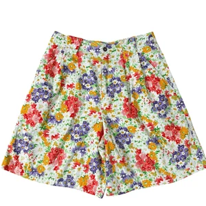 LizSport Vintage 90s Floral High Waist Shorts 100% cotton size 12 fits small - Picture 1 of 5