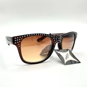 Diamond Eyewear Sunglasses Brown Plastic Frames Faux Rhinestones Sparkle NWT - Picture 1 of 20