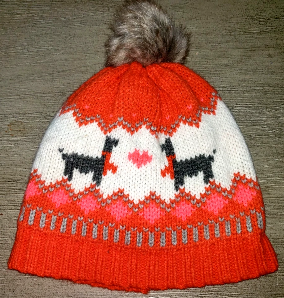 NIÑAS NARANJA TEJIDO VIEJO AZUL MARINO INVIERNO SOMBRERO POLAR FORRADO POMPÓN talla GRANDE cálido! Foto 1 de 1