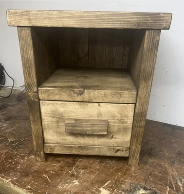 Rustic 1 Drawer Pine Bedside Cabinet – Solid Wood Nightstand for Bedroom Storage - Image 1 of 4