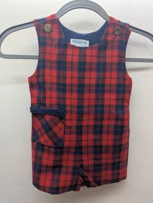Florence Eiseman Vintage Red Plaid Short/Romper Overalls Winter Toddler Size 3T - Image 1 of 3