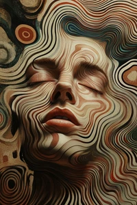 Canvas Art Cream Brown Abstract Swirl Face Wall Picture Poster Print - Picture 1 of 22