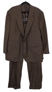 PAUL STUART Chocolate Brown Woven Notch Lapel Jacket & Pant Men's Suit 52 62 - Picture 1 of 9