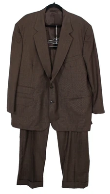 PAUL STUART Chocolate Brown Woven Notch Lapel Jacket & Pant Men's Suit 52 62 - Image 1 of 4