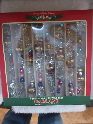Shiny Brite Christopher Radko Christmas Garland Bells Small Beads Tinsel 7 Ft
