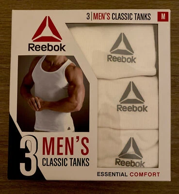 👕3 PACK Tanques Clásicos Reebok MEDIANOS 38-40 100% Algodón Etiqueta Libre Transpirable A4-5 Foto 1 de 4
