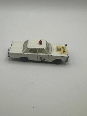 OLD VINTAGE LESNEY MATCHBOX # 55 FORD GALAXIE POLICE CAR Red Dome Light - Image 1 of 4