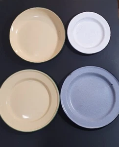 Vintage Classic Metallic/Enamel Scouting Plates & Bowl for Camping or Picnics! - Picture 1 of 12