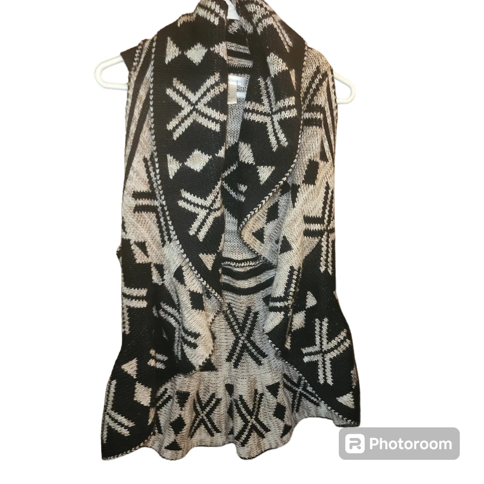 John Paul Richard Aztec Sleeveless Reversible Cardigan Sweater Rounded Size S - Image 1 of 4