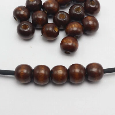 100 pcs Brown 12mm(1/2") Round Wood Beads~Wooden Beads - image 1 of 4