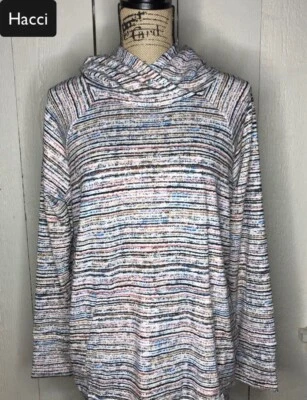 NWT LuLaRoe 3XL AMBER Artistic Ministripe on White HOODIE SWEATER - Image 1 of 2
