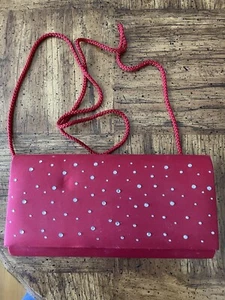 Red Satin Valerie Stevens Formal Clutch or Handbag with Front Embellishment - Picture 1 of 4