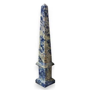 Classic Obelisk In Blue Sodalite Table Sculpture Italian Design H 40CM - Picture 1 of 2
