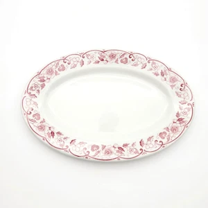 Shenango Restaurant Ware 12 1/2" Red Floral Pattern Oval Serving Platter Plate - Picture 1 of 8