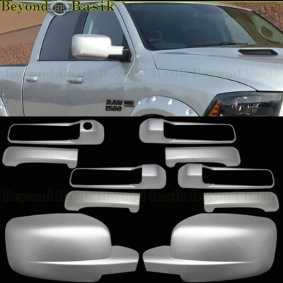 For 2009-2018 Dodge Ram 1500 4 Door Handle COVERS+Mirrors NoTS PS2 BRIGHT SILVER — 第 1/4 张图片