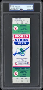 Reggie Jackson 1975 Signed Baseball World Series Gm 6 Ticket PSA/DNA GEM MT 10 - Picture 1 of 2