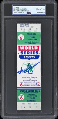 Reggie Jackson 1975 Signed Baseball World Series Gm 6 Ticket PSA/DNA GEM MT 10 - Image 1 of 2