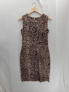 Abito Talbots nuovo con etichette stampa leopardata $149 senza maniche con zip sul retro taglia-4P - Foto 1 di 8