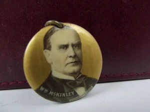 Antiguo Botón Político W M McKinley 1897-1901 25o Presidente Asesinado de Colección - Imagen 1 de 7