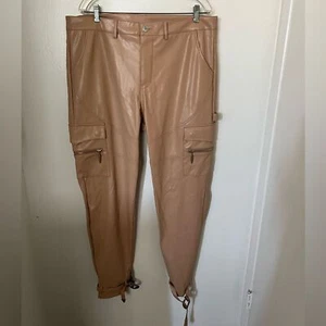 Guapi dead or alive Men's faux leather pants neutral cargo pockets size 40x30 - Picture 1 of 8