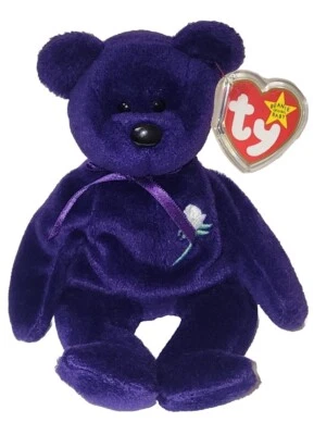 TY 豆豆娃 - 戴安娜王妃熊(1997 年 PVC 颗粒中国)无空间罕见 MWMT — 第 1/4 张图片