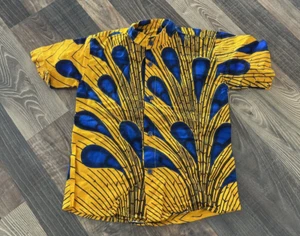 African Toddler Boy Yellow/Blue Dashiki/Ankara Shirt - Picture 1 of 12