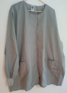Scrub Top / Jacket  Medical Snap front, Long Sleeve EWC 3XL Gray - Picture 1 of 5